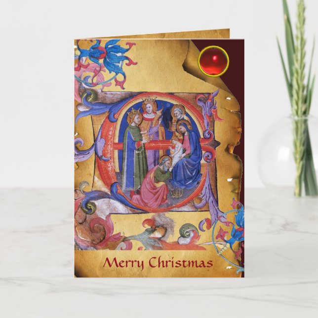 Cartes Pour Fêtes Annuelles NATIVITÉ Vieux Parchemin de Noël irlandais (Devant)