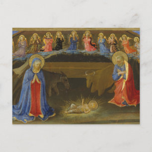 Cartes Pour Fêtes Annuelles Nativité Vieux Peinture Anges Marie Jésus Noël