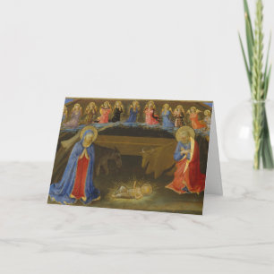 Cartes Pour Fêtes Annuelles Nativité Vieux Peinture Anges Marie Jésus Noël