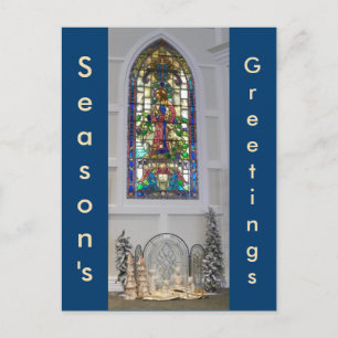 Cartes Pour Fêtes Annuelles Nativité vintage de fenêtre en verre teinté et de