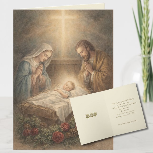 Cartes Pour Fêtes Annuelles Nativity Christmas Holy Family Catholic (Créateur téléchargé)