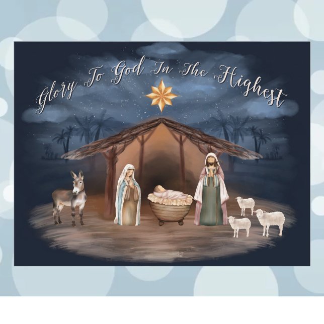 Cartes Pour Fêtes Annuelles Nativity Glory To God Christmas Christian (Christmas Nativity Holiday Postcards. Celebrate the birth of Jesus our Savior.)