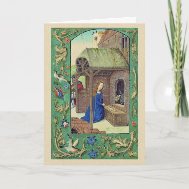 Cartes Pour Fêtes Annuelles Nativity Illuminated Manuscript Christmas Card (Devant)