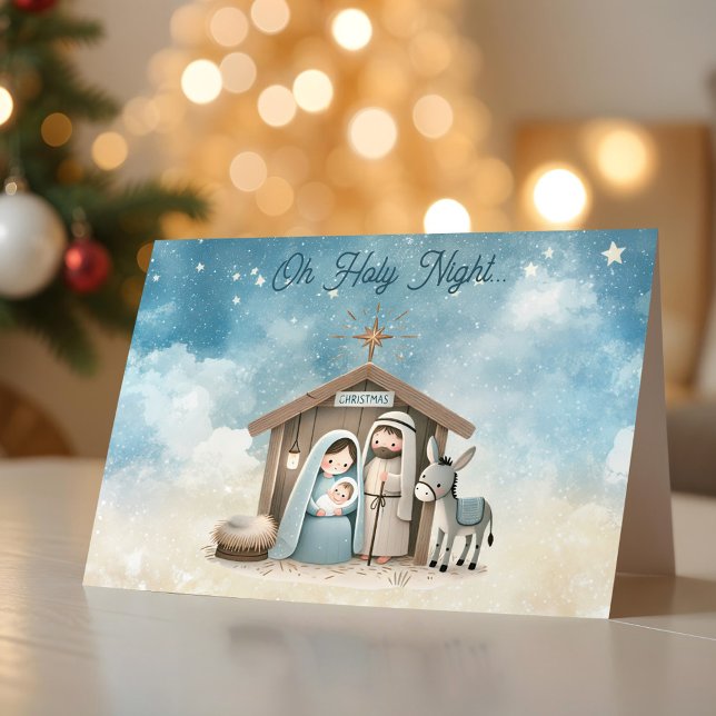Cartes Pour Fêtes Annuelles Nativity Scene Oh Holy Night Christmas Card (Nativity Scene Oh Holy Night Christmas Card)
