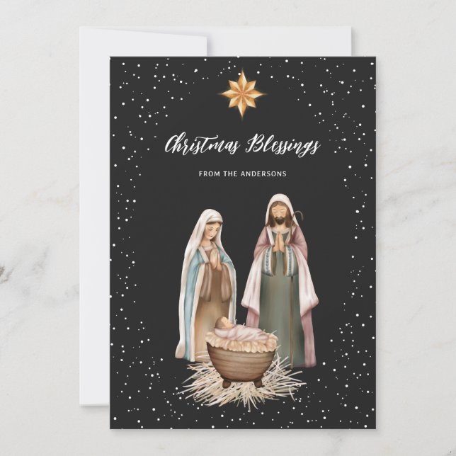 Cartes Pour Fêtes Annuelles Nativity Scene Star Baby Jesus Christian Christmas (Devant)