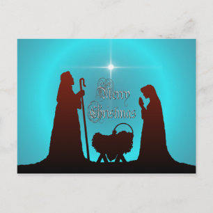 Cartes Pour Fêtes Annuelles NATIVITY SILHOUETTE, MERRY & STAR par SHARON SHARP