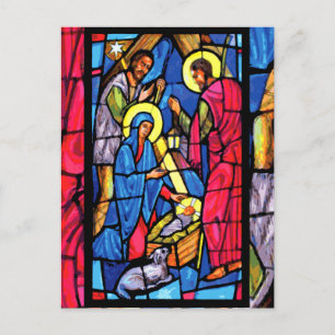 Cartes Pour Fêtes Annuelles Nativity Stained Glass Christmas