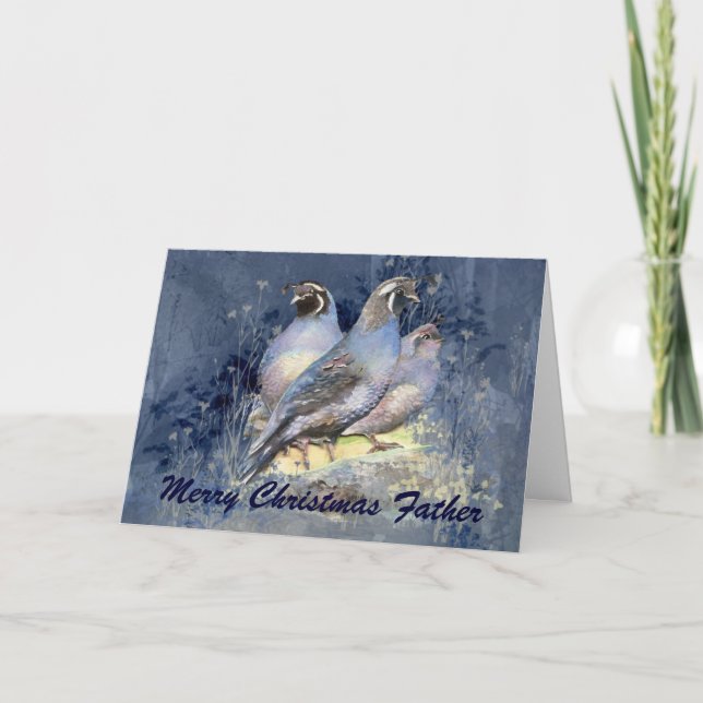 Cartes Pour Fêtes Annuelles Nature d'oiseau de cailles de Californie de papa (Devant)