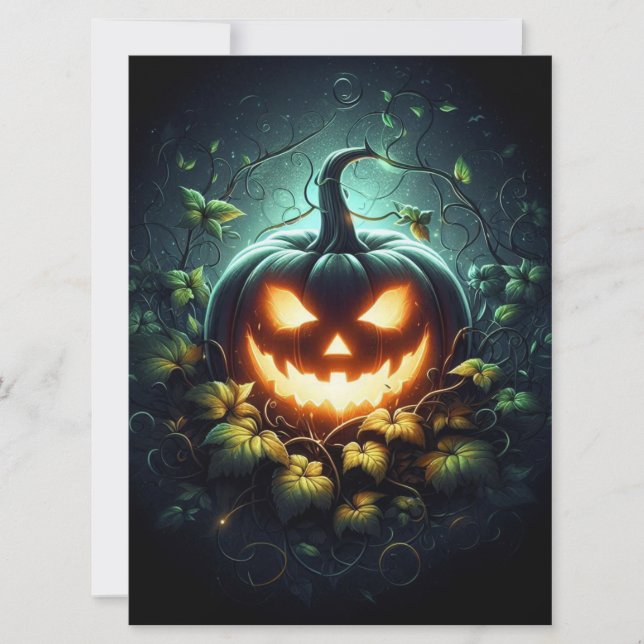 Cartes Pour Fêtes Annuelles Nature effrayante avec citrouille d'Halloween lumi (Devant)