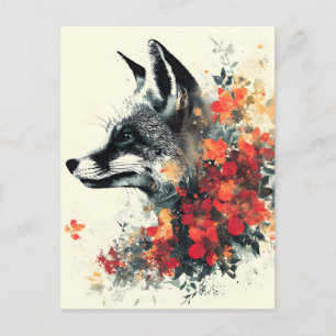 Cartes Pour Fêtes Annuelles Nature faunique renard floral bohème