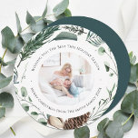 Cartes Pour Fêtes Annuelles Nature hivernale | Cercle de couronne de pin aquar<br><div class="desc">Envoyez des voeux et des salutations de vacances à vos amis, collègues et famille dans un design photo simple, mignon, chic, élégant et moderne, festif, naturel style couleur cercle cartes de fin de année! Un cadre de couronne de feuilles d'aquarelle doux peint en vert (pin, eucalyptus, fougères) avec de jolis...</div>