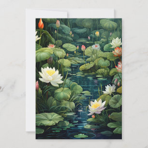 Cartes Pour Fêtes Annuelles Nature Lotus Water Lily Pond Paysage