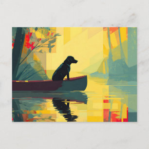 Cartes Pour Fêtes Annuelles Nature Minimaliste Canot Labrador Noir