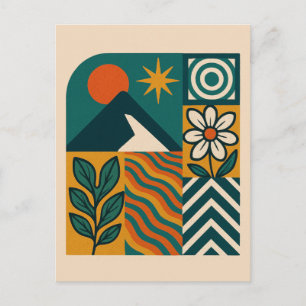 Cartes Pour Fêtes Annuelles Nature rétro Art Abstrait-Moderne Géométrique Flor