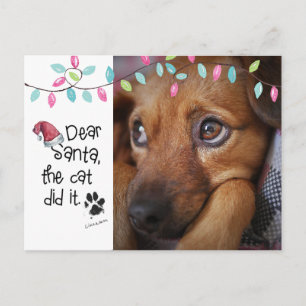 Cartes Pour Fêtes Annuelles Naughty Dog Drôle Lettre au Père Noël Photo Nom du