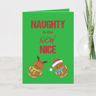 Cartes Pour Fêtes Annuelles Naughty est le nouveau Nice avec Gingerbread Boys