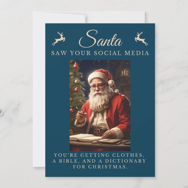 Cartes Pour Fêtes Annuelles Naughty List Funny Sarcastic Père Noël Noël (Devant)