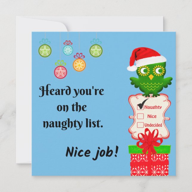 Cartes Pour Fêtes Annuelles Naughty List Holiday Card (Devant)