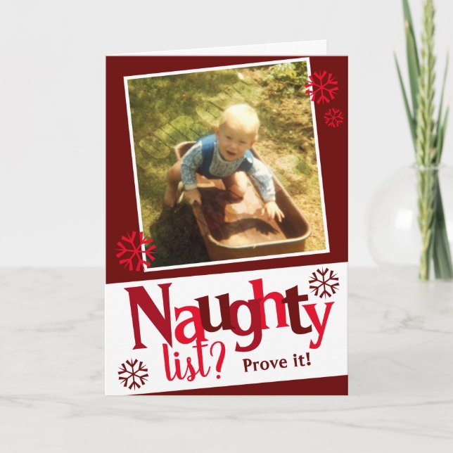 Cartes Pour Fêtes Annuelles Naughty List ? Photo amusante (Devant)