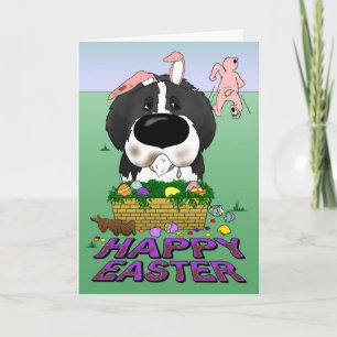 Cartes Pour Fêtes Annuelles Naughty Newfie (Landseer) Joyeux Pâques