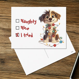 Cartes Pour Fêtes Annuelles Naughty Nice J'Ai Essayé Holiday Puppy