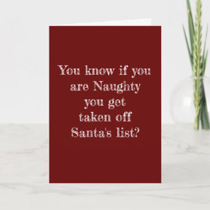 CARTES POUR FÊTES ANNUELLES NAUGHTY OFF SANTA'S LIST AND ON **MY LIST**