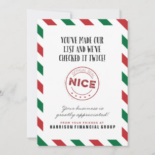 Cartes Pour Fêtes Annuelles Naughty or Nice Corporate Holiday Card