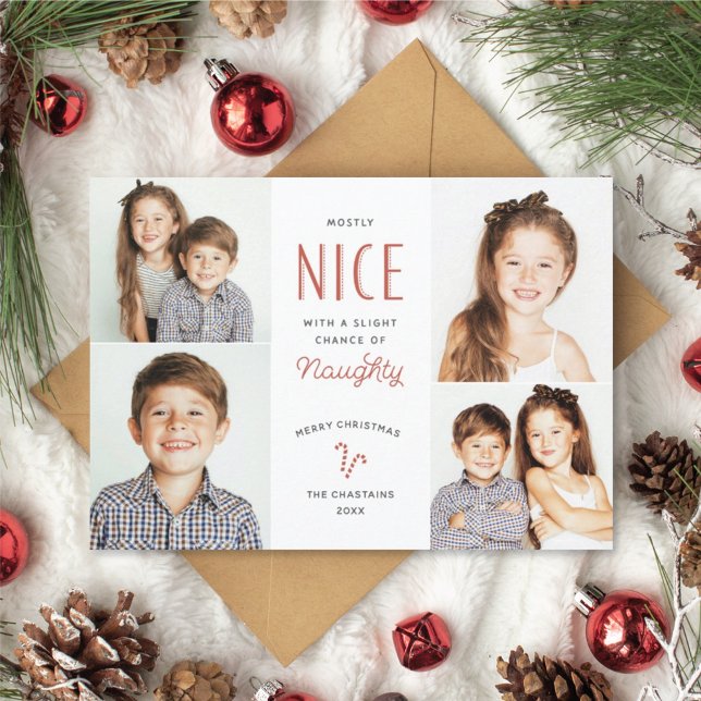 Cartes Pour Fêtes Annuelles Naughty or Nice Funny Kids Photo Christmas Cards (Créateur téléchargé)