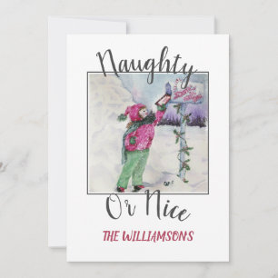 Cartes Pour Fêtes Annuelles Naughty ou Nice avec photo