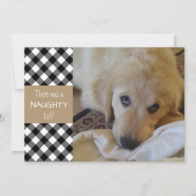 Cartes Pour Fêtes Annuelles Naughty ou Nice Black Plaid JEUX VACANCES (Devant)