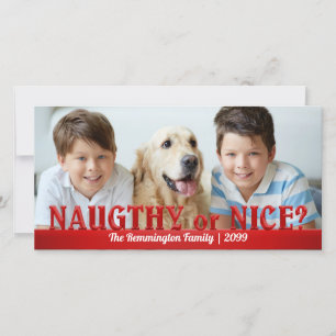Cartes Pour Fêtes Annuelles Naughty ou Nice en Rouge amusant et simple photo