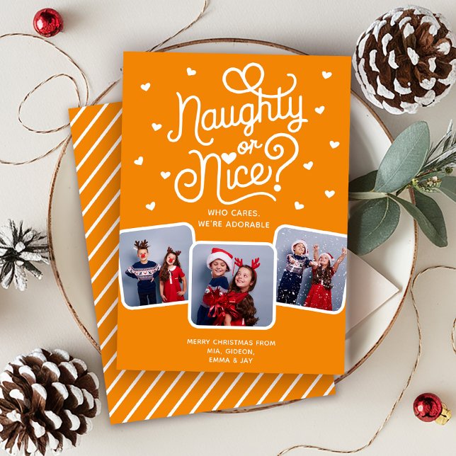 Cartes Pour Fêtes Annuelles Naughty ou Nice Funny Mignonne Famille de frères e (Créateur téléchargé)