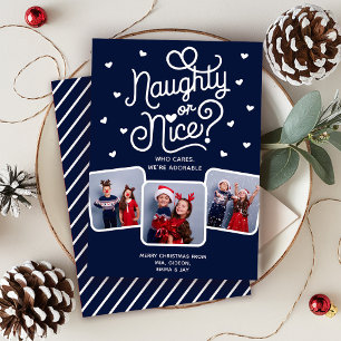 Cartes Pour Fêtes Annuelles Naughty ou Nice Funny Mignonne Famille de frères e