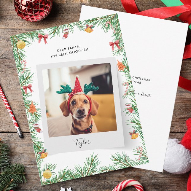 Cartes Pour Fêtes Annuelles Naughty ou Nice Funny Pet Dog Custom Christmas (Pet Dog Photo Christmas Greetings Card)