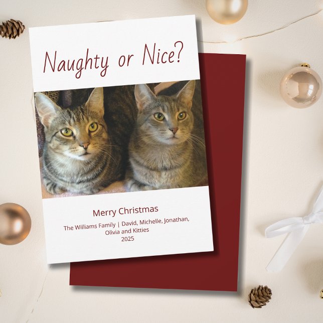 Cartes Pour Fêtes Annuelles Naughty ou Nice mignonne Chats Photo Noël (Créateur téléchargé)
