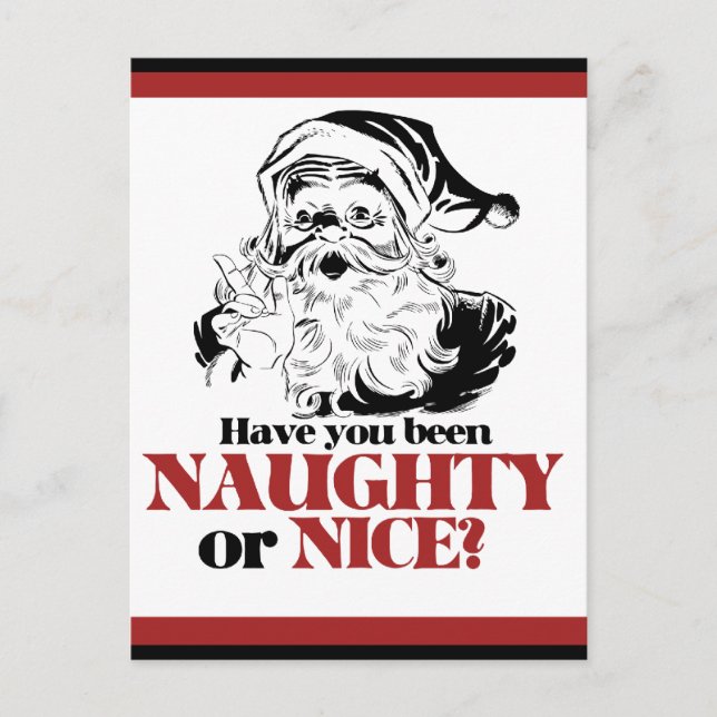 Cartes Pour Fêtes Annuelles Naughty ou Nice Père Noël (Devant)