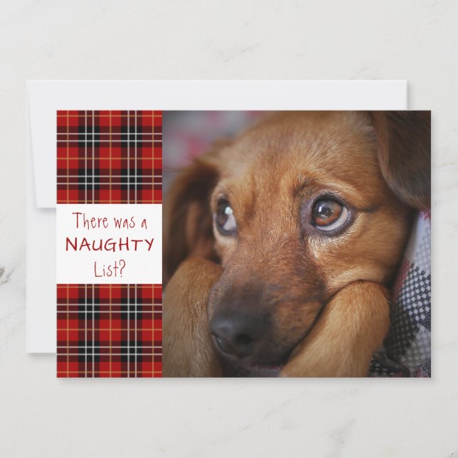 Cartes Pour Fêtes Annuelles Naughty ou Nice Red Plaid Salutation personnalisée (Devant)