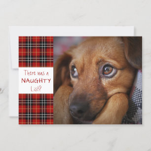 Cartes Pour Fêtes Annuelles Naughty ou Nice Red Plaid Salutation personnalisée