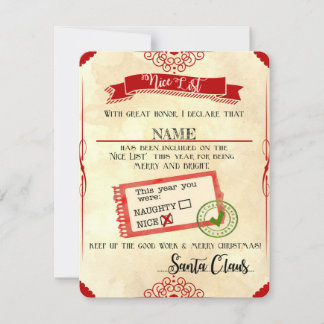 Cartes Pour Fêtes Annuelles Naughty ou Nice Report - chelsamrl