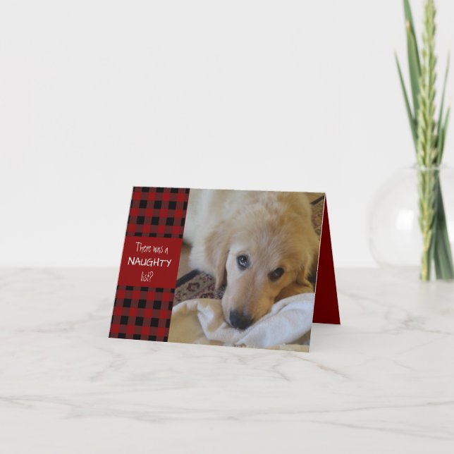 Cartes Pour Fêtes Annuelles Naughty ou Nice Rouge Plaid JEUX VACANCES (Devant)