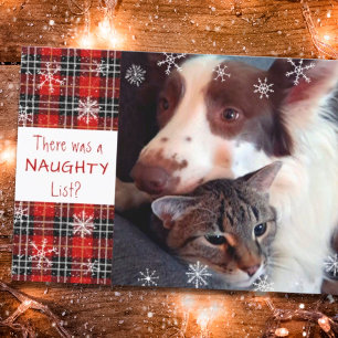 Cartes Pour Fêtes Annuelles Naughty ou Nice Snowflake rouge Plaid Votre saluta
