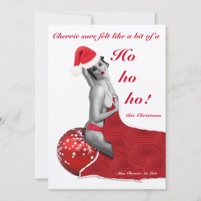 Cartes Pour Fêtes Annuelles Naughty Pinup Joke Funny Rude FLAT Christmas Card (Devant)