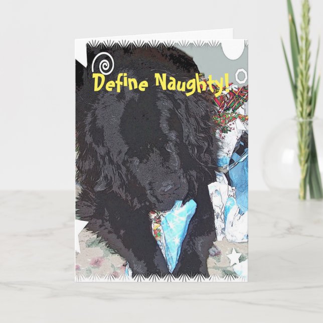 Cartes Pour Fêtes Annuelles Naughty Terre-Neuve Noël (Devant)