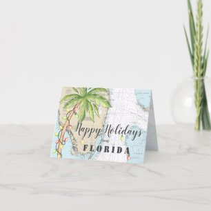 Cartes Pour Fêtes Annuelles Nautical Tropical Joyeuses Vacances de Floride