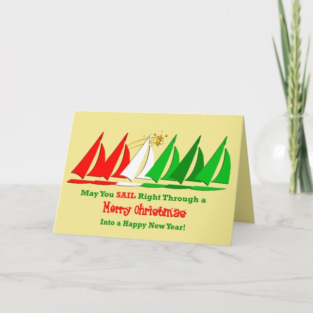 Cartes Pour Fêtes Annuelles Nautique Joyeux Noël à mes amis navigants (Devant)