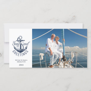 Cartes Pour Fêtes Annuelles Nautique MERS DE Noël ET SALUT Ancre Photo