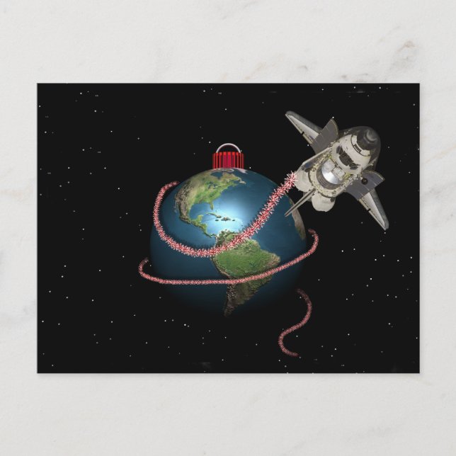 Cartes Pour Fêtes Annuelles Navette spatiale STS Père Noël Noël (Devant)