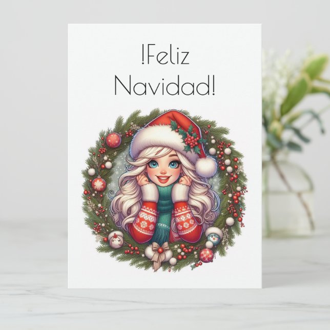 Cartes Pour Fêtes Annuelles Navidad Feliz (Debout devant)