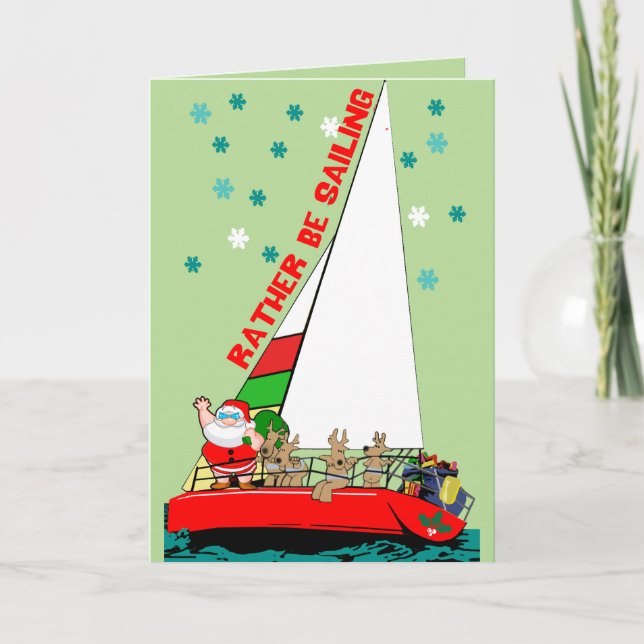 Cartes Pour Fêtes Annuelles Naviguer avec le Père Noël (Devant)