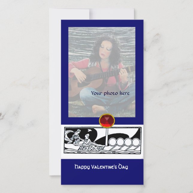 Cartes Pour Fêtes Annuelles NAVIRE ANTIQUE, AMATEURS Rouge Jeu Noir Blanc Bleu (Devant)